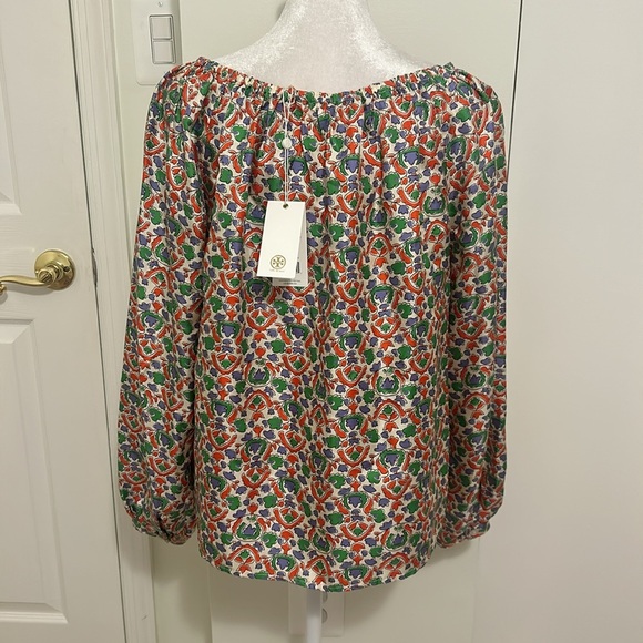 Tory Burch Floral Printed Off The Shoulder Top In Legacy Paisley NWT Size 2 - Picture 10 of 13